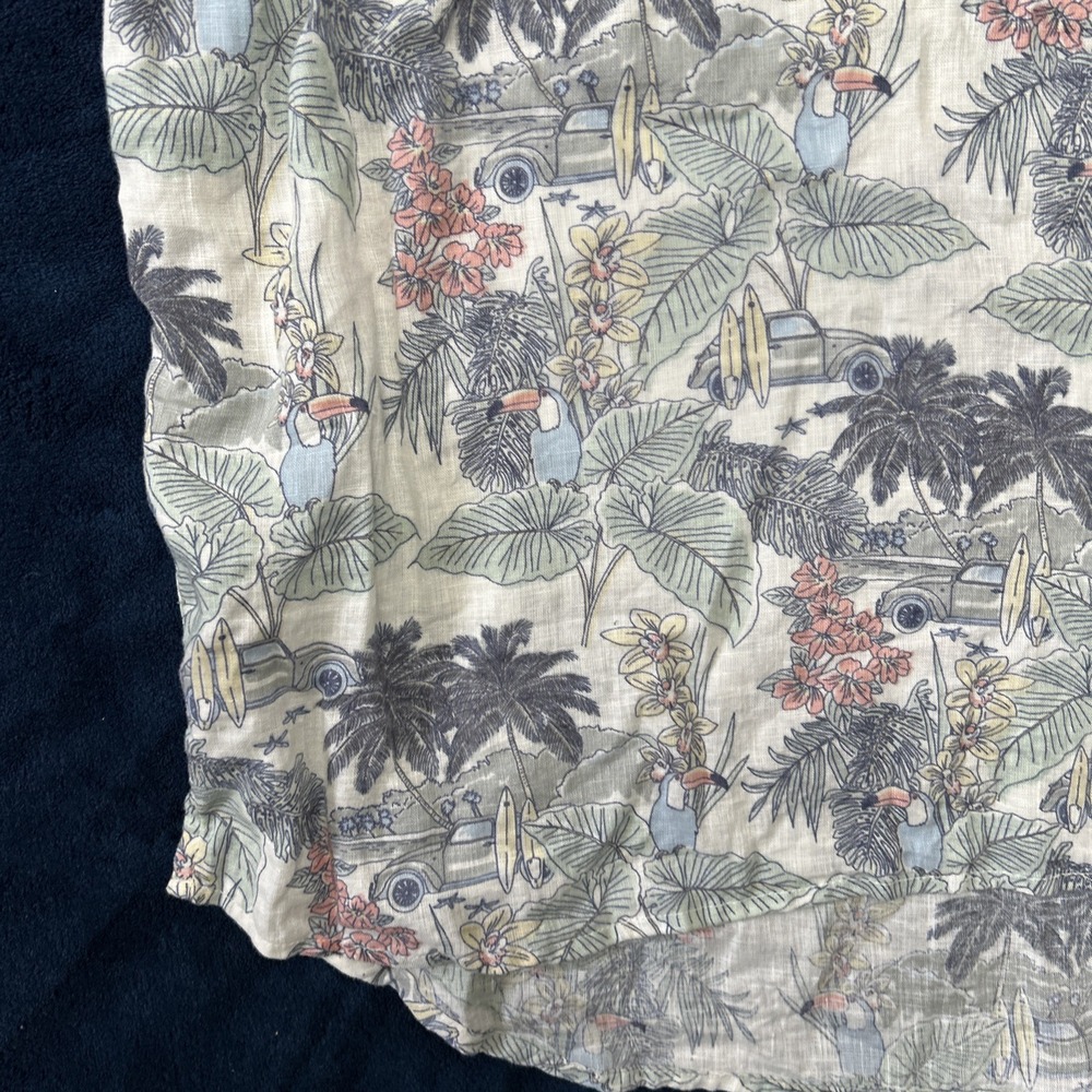 Tahari Womens Linen Top Size 1X Surfing Tropical Beach Print Resort Vacation - Picture 2 of 14